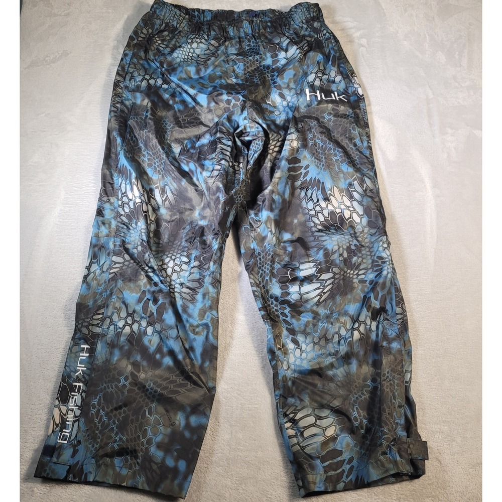 Huk Fishing Rain Pants Mens XXL Blue Kryptek Camo Performance Waterproof Pants